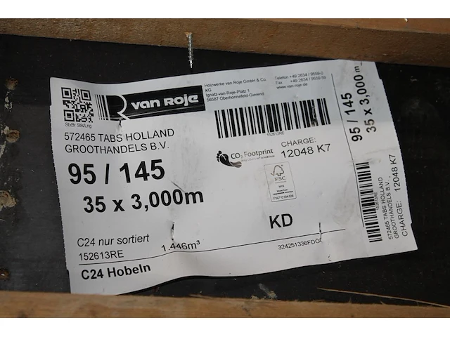 Combinatiekavel van kavels b238 t/m b244 zijnde 234 vurenhouten geschaafde balken 95 x 145 mm en lengte 300... combinatiekavel - afbeelding 3 van  3
