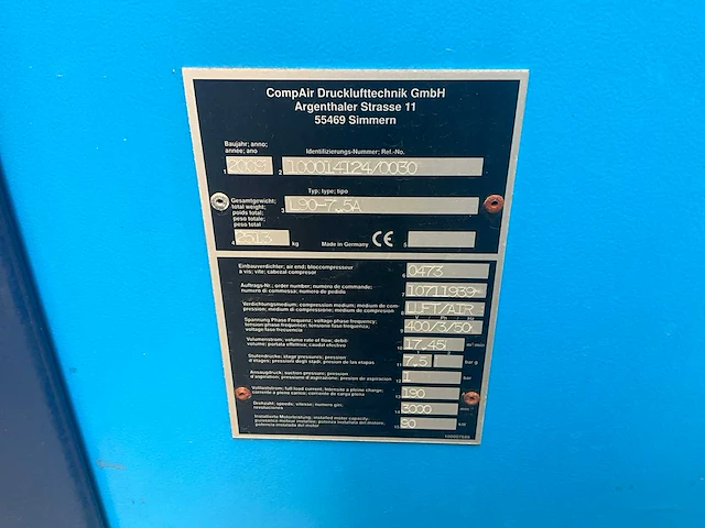 Compair - 2009 - l90-7,5a - schroefcompressor - afbeelding 8 van  8