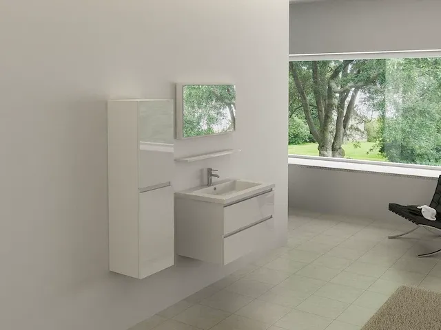 Compleet 1-persoons badkamermeubel 60 cm hoogglans wit - incl. kraan - afbeelding 2 van  4