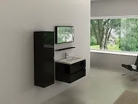 Compleet 1-persoons badkamermeubel 60 cm hoogglans zwart - incl. kraan - afbeelding 1 van  4