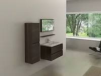 Compleet 1-persoons badkamermeubel 80 cm - donker hout - incl. kranen