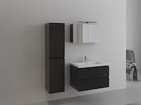 Compleet 1-persoons badkamermeubel 80 cm hoogglans zwart - incl. kraan - afbeelding 1 van  3