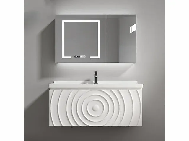 Compleet 1-persoons badkamermeubel 90 cm wit - incl. kraan - afbeelding 1 van  2