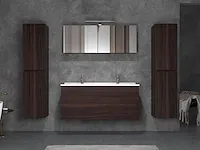 Compleet 2-persoons badkamermeubel 120 cm donker hout decor - incl. kranen - afbeelding 2 van  6