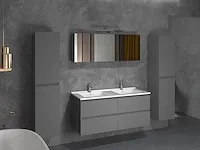 Compleet 2-persoons badkamermeubel 120 cm hoogglans antraciet - incl. kranen - afbeelding 1 van  6