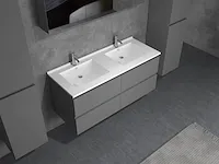 Compleet 2-persoons badkamermeubel 120 cm hoogglans antraciet - incl. kranen - afbeelding 3 van  6