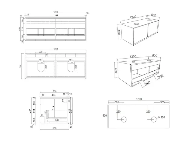 Compleet 2-persoons badkamermeubel 120 cm hoogglans wit - incl. kranen - afbeelding 2 van  12