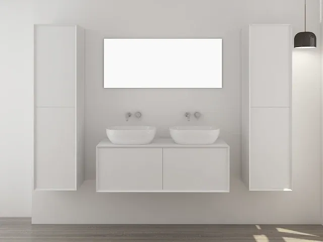 Compleet 2-persoons badkamermeubel 120 cm hoogglans wit - incl. kranen - afbeelding 1 van  12