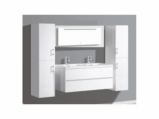 Compleet 2-persoons badkamermeubel 120 cm natural hout decor - incl. kranen - afbeelding 15 van  46