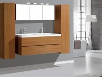 Compleet 2-persoons badkamermeubel 120 cm natural hout decor - incl. kranen - afbeelding 44 van  46