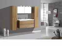 Compleet 2-persoons badkamermeubel 120 cm natural hout decor - incl. kranen