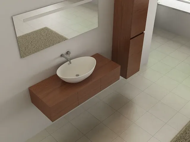 Compleet 2-persoons badkamermeubel 145 cm licht hout decor - incl. kranen - afbeelding 5 van  7