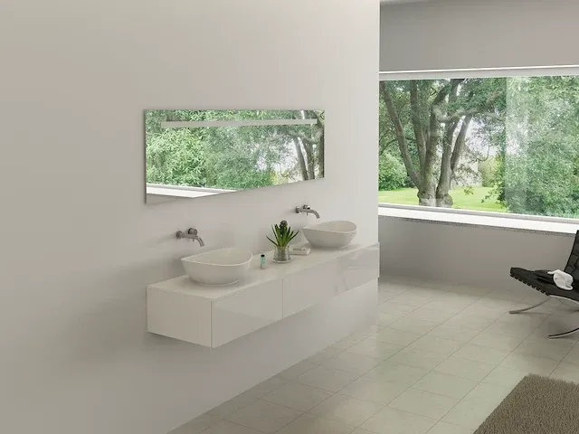 Compleet 2-persoons badkamermeubel 180 cm hoogglans wit - incl. kranen - afbeelding 1 van  8