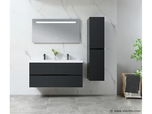 Compleet 3-delig duo-badkamermeubel (120cm) - hoogglans zwart - afbeelding 2 van  9
