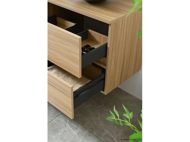 Compleet 3-delig duo-badkamermeubel (130cm) - licht hout decor - afbeelding 2 van  11