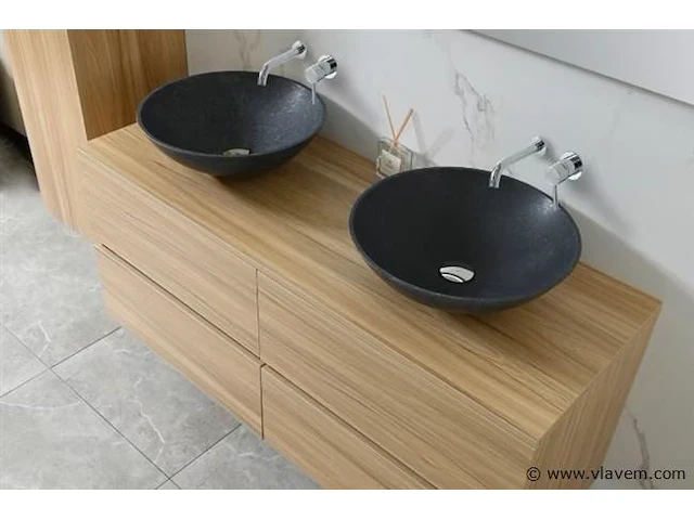 Compleet 3-delig duo-badkamermeubel (130cm) - licht hout decor - afbeelding 8 van  11