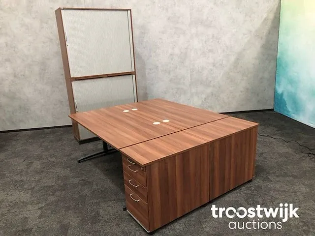 Complete 2 persoons elektrisch zit/sta werkplek - toscaans noten - afbeelding 12 van  26