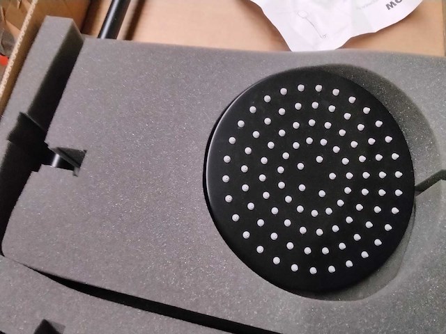 Complete zwarte douche glijstangset met regendouche en handdouche. - afbeelding 4 van  6