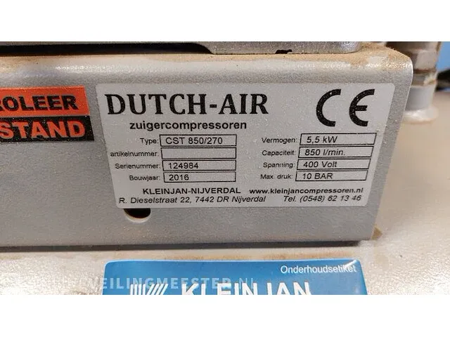 Compressor dutch-air, cst850/270, bouwjaar 2016 - afbeelding 3 van  11