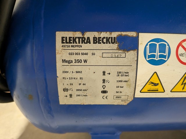 Compressor electra beckum, mega 350w, blauw, bouwjaar 2003 - afbeelding 4 van  15