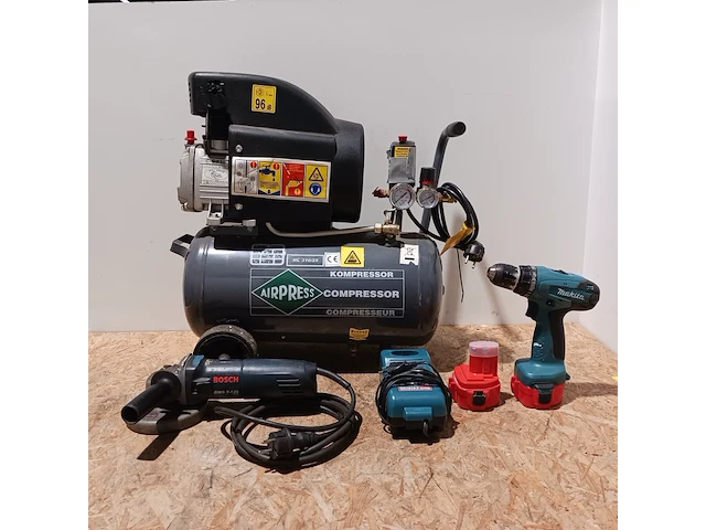 Compressor, haakse slijper en accuboormachine - afbeelding 1 van  27