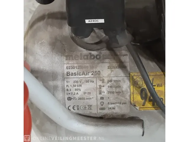 Compressor metabo, basic air 250, bouwjaar 2012 - afbeelding 10 van  10