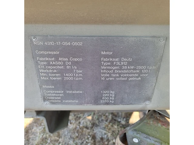Compressor op aanhanger atlas copco, xas80 dd - afbeelding 15 van  20