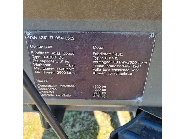 Compressor op aanhanger atlas copco - afbeelding 10 van  15