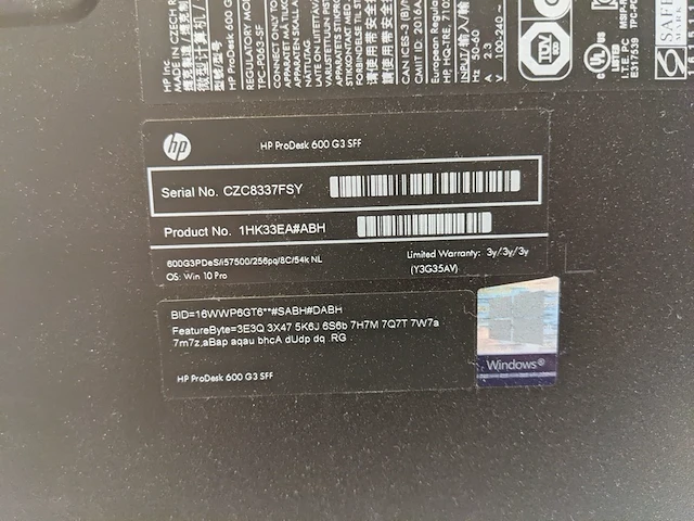 Computer met beeldscherm, hp, prodesk 600 g3 sff, core i5 7th gen - afbeelding 4 van  6