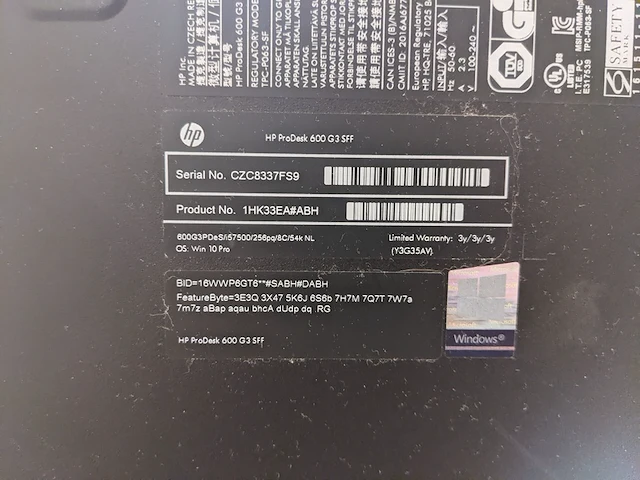 Computer met beeldscherm, hp, prodesk 600 g3 sff, core i5 7th gen - afbeelding 5 van  8