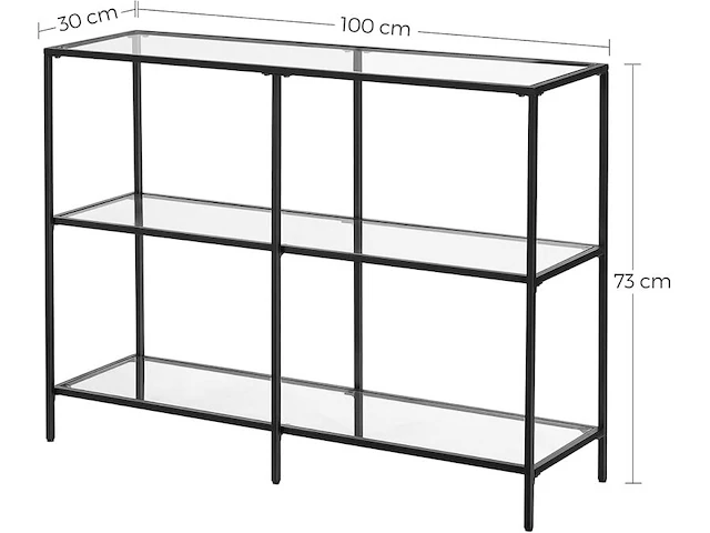 Consoletafel met 3 gehard glazen planken vasagle - afbeelding 1 van  3