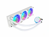 Cooler master masterliquid pl360 flux cpu-koeler aio waterkoeling met 3 x 120mm ventilatoren 360mm koeler incl. argb-controller (2e generatie) amd- en intel-compatibel wit - afbeelding 1 van  4