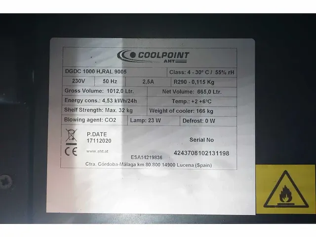 Coolpoint - dgdc 1000 h ral 9005 - koelkast - afbeelding 7 van  7