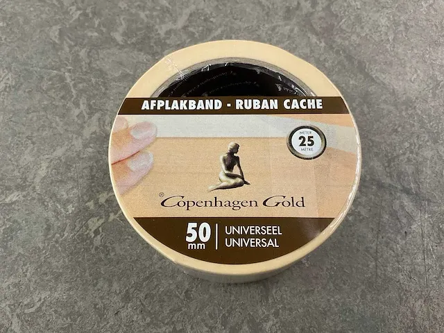 Copenhagen gold - universeel - rol afplaktape 50 mm x 25 m (60x) - afbeelding 1 van  4