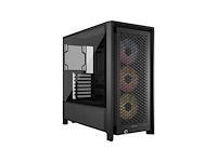 Corsair frame 4000d rs argb - midtowermodel atx - gehard glas - zwart - 3x rs120 argb fans - afbeelding 1 van  2