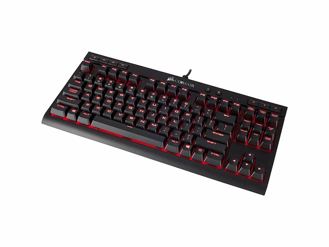 Corsair gaming k63 compact mechanisch toetsenbord, rode led achtergrondverlichting, cherry mx red, zwart - afbeelding 1 van  4