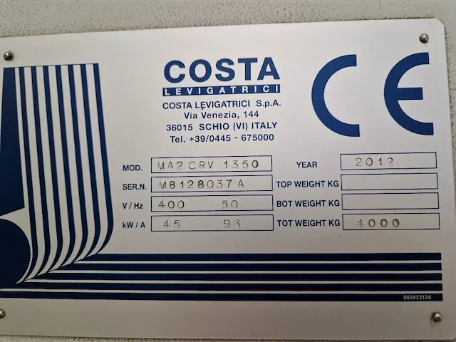 Costa - ma2 crv 1350 - vlakslijpmachine - afbeelding 3 van  15