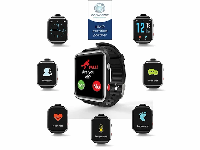 Cpr guardian iii sos persoonlijk alarm horloge met fall alert detectie en gps locatie tracking zwart - afbeelding 2 van  4