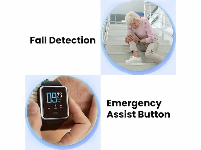 Cpr guardian iii sos persoonlijk alarm horloge met fall alert detectie en gps locatie tracking zwart - afbeelding 4 van  4
