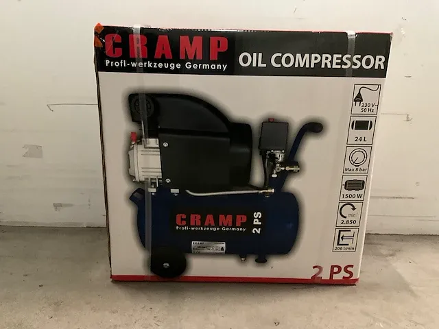 Cramp mobiele luchtcompressor 220 volt 2 hp 25 liter 206l/pm - afbeelding 1 van  11