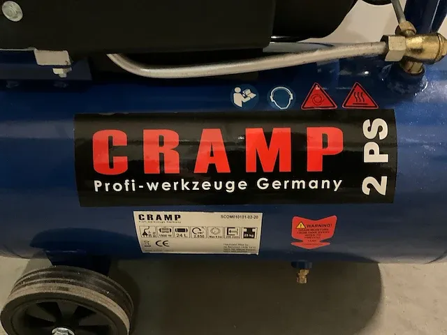 Cramp mobiele luchtcompressor 220 volt 2 hp 25 liter 206l/pm - afbeelding 8 van  11