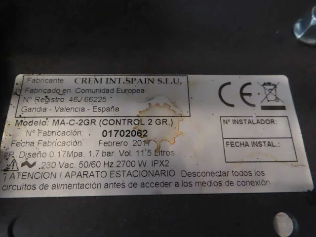 Crem international - ma-c-2gr control - espressomachine - afbeelding 3 van  3