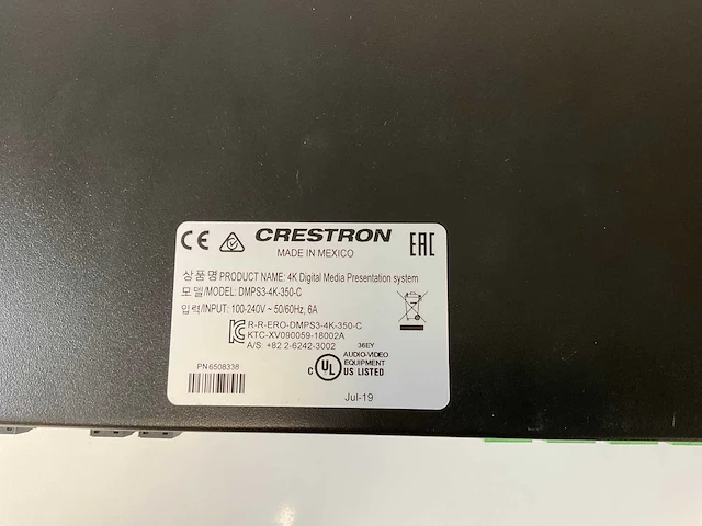 Crestron (dmps3-4k-350-c), 3-series professional presentation media system audio conferencing interface - afbeelding 7 van  7