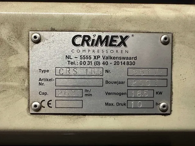 Crimex - crs 18.5 - luchtcompressor - afbeelding 3 van  5