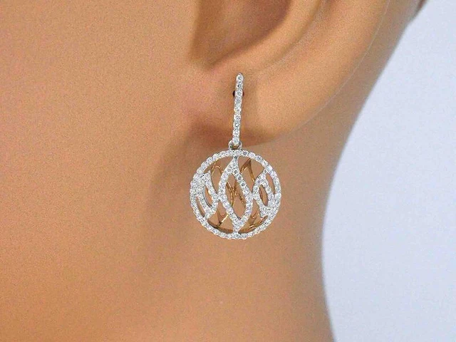 Crivelli - design bi-colour gouden oorbellen vol gezet met natuurlijke diamanten - afbeelding 4 van  11