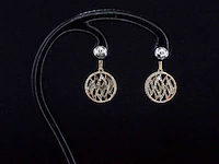 Crivelli - design bi-colour gouden oorbellen vol gezet met natuurlijke diamanten - afbeelding 8 van  11