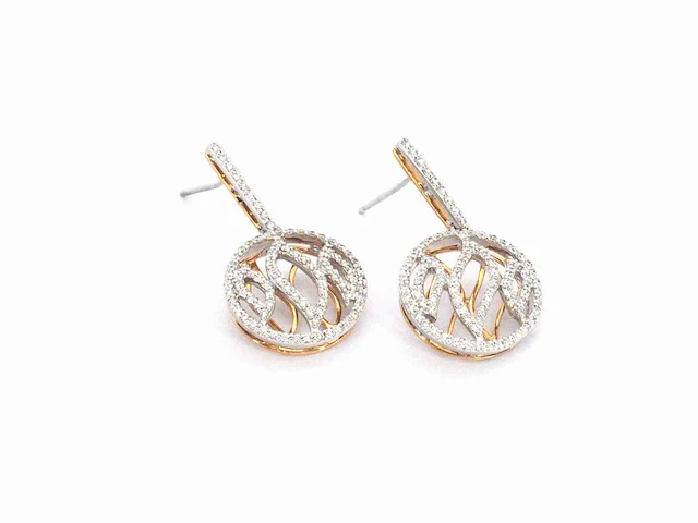 Crivelli - design bi-colour gouden oorbellen vol gezet met natuurlijke diamanten - afbeelding 10 van  11