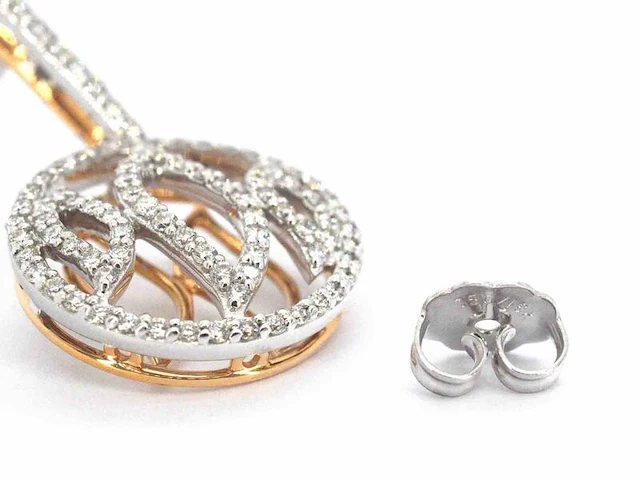 Crivelli - design bi-colour gouden oorbellen vol gezet met natuurlijke diamanten - afbeelding 11 van  11
