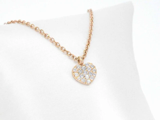 Crivelli - rosegouden hart collier met hoge kwaliteit briljant geslepen diamanten - afbeelding 1 van  8