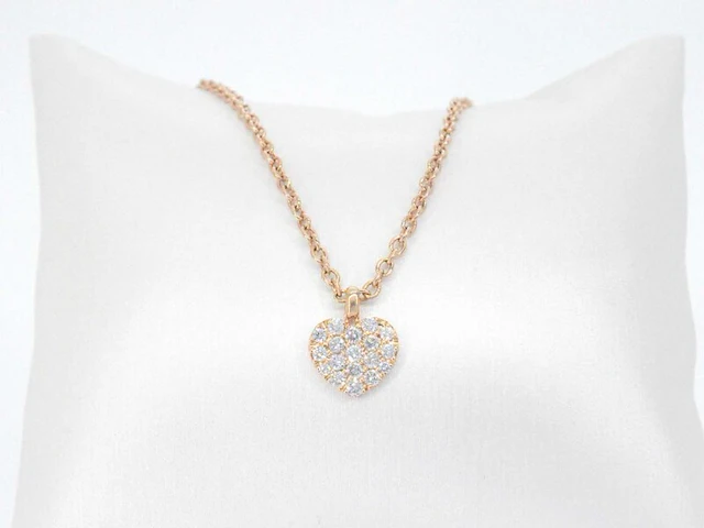 Crivelli - rosegouden hart collier met hoge kwaliteit briljant geslepen diamanten - afbeelding 2 van  8